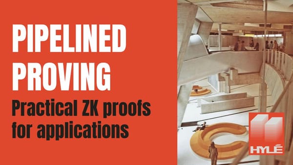 Pipelined proving and practical ZK proofs for provable apps